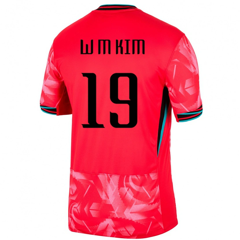 Danxen Hombre Camiseta Corea Del Sur Min-Woo Kim #19 Rojo 1ª Equipación 24-26 La Camisa