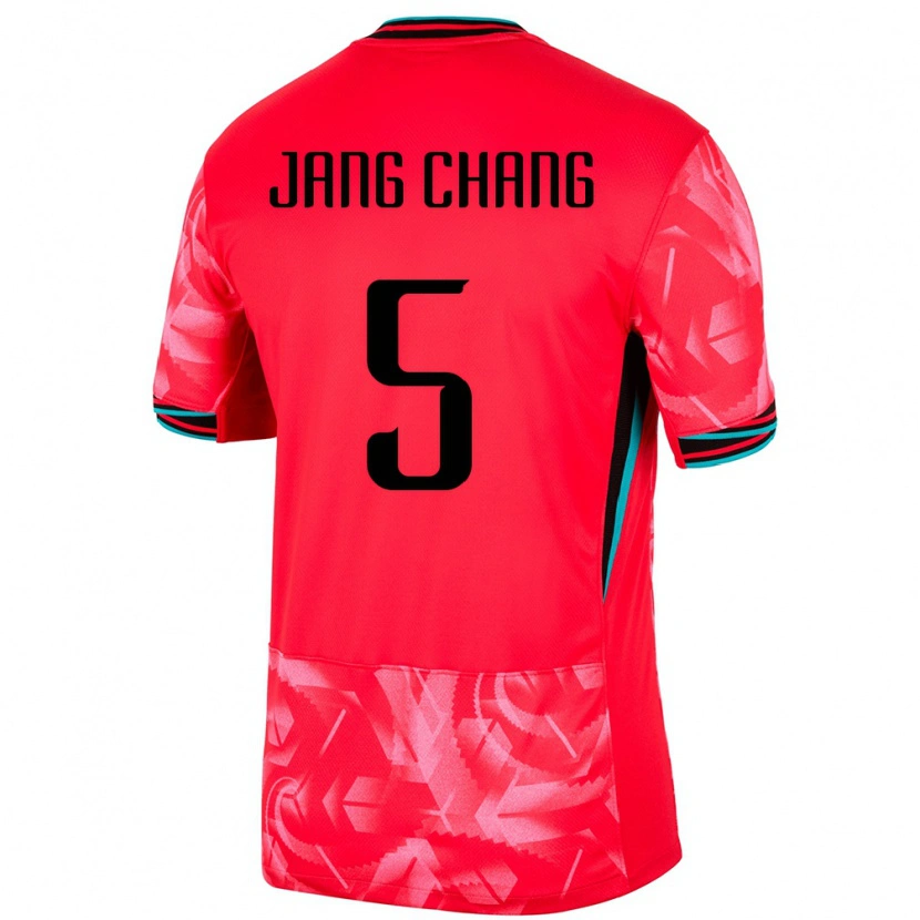 Danxen Hombre Camiseta Corea Del Sur Jang Chang #5 Rojo 1ª Equipación 24-26 La Camisa