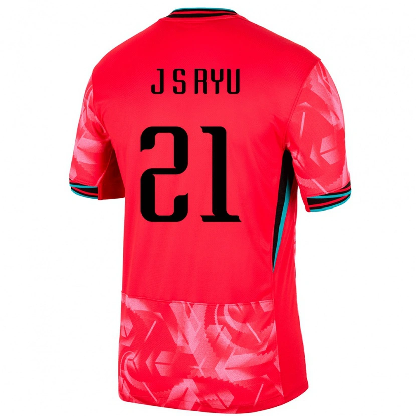 Danxen Hombre Camiseta Corea Del Sur Ryu Ji Soo #21 Rojo 1ª Equipación 24-26 La Camisa