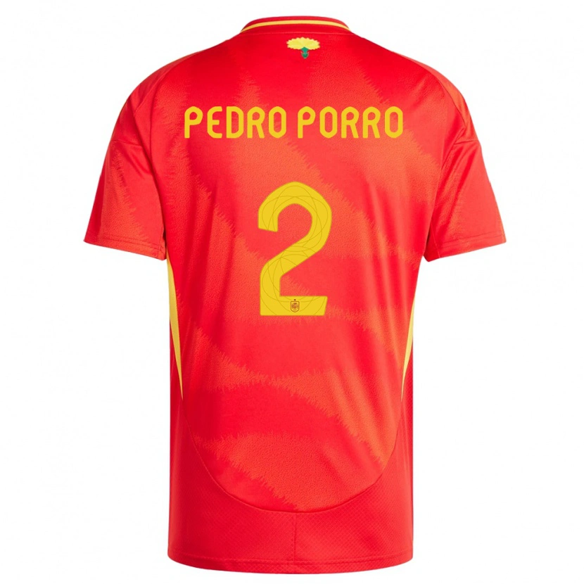 Danxen Hombre Camiseta España Pedro Porro #2 Rojo 1ª Equipación 24-26 La Camisa
