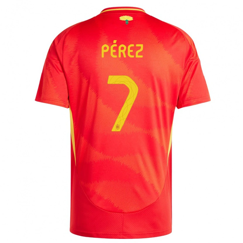 Danxen Hombre Camiseta España Adrián Pérez #7 Rojo 1ª Equipación 24-26 La Camisa