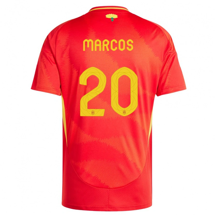 Danxen Hombre Camiseta España Óscar Marcos #20 Rojo 1ª Equipación 24-26 La Camisa