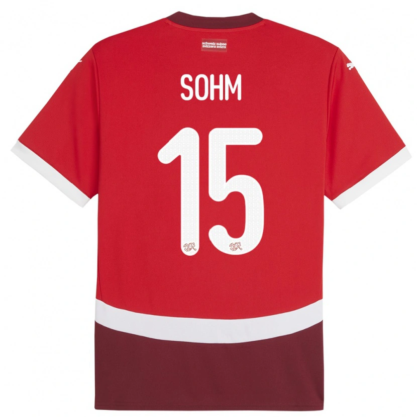 Danxen Hombre Camiseta Suiza Simon Sohm #15 Rojo 1ª Equipación 24-26 La Camisa