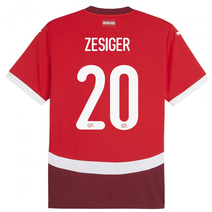 Danxen Hombre Camiseta Suiza Cédric Zesiger #20 Rojo 1ª Equipación 24-26 La Camisa