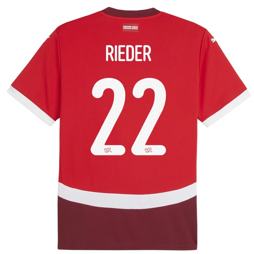Danxen Hombre Camiseta Suiza Fabian Rieder #22 Rojo 1ª Equipación 24-26 La Camisa