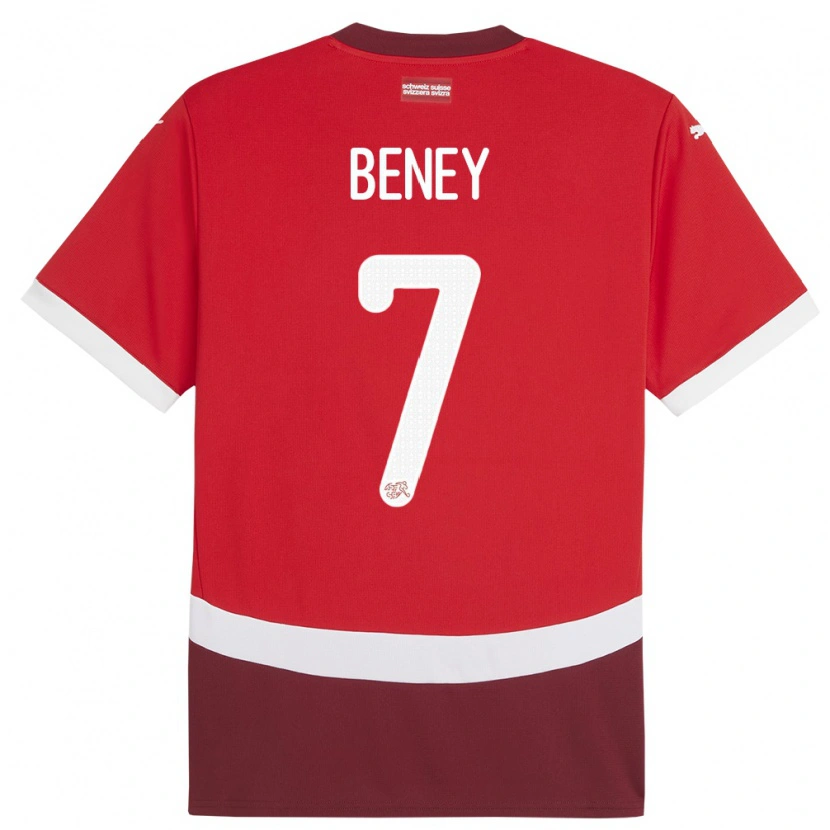 Danxen Hombre Camiseta Suiza Roméo Beney #7 Rojo 1ª Equipación 24-26 La Camisa