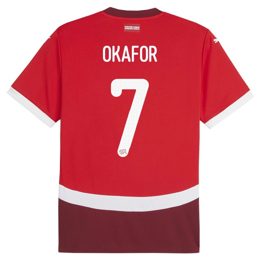 Danxen Hombre Camiseta Suiza Tobias Okafor #7 Rojo 1ª Equipación 24-26 La Camisa