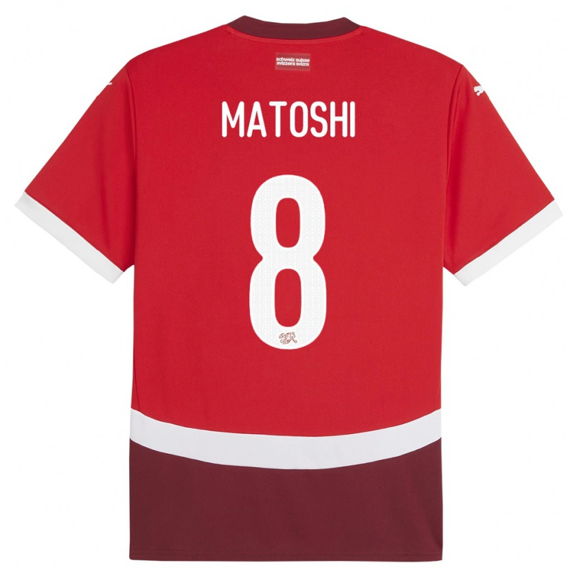 Danxen Hombre Camiseta Suiza Valmir Matoshi #8 Rojo 1ª Equipación 24-26 La Camisa