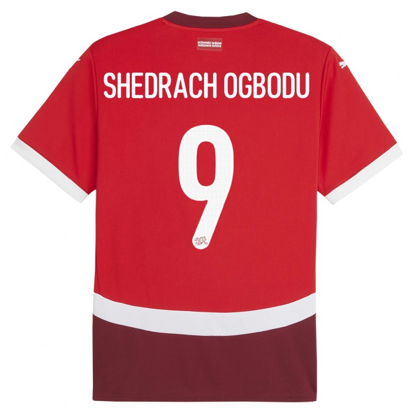 Danxen Hombre Camiseta Suiza Nathaniel Shedrach Ogbodu #9 Rojo 1ª Equipación 24-26 La Camisa
