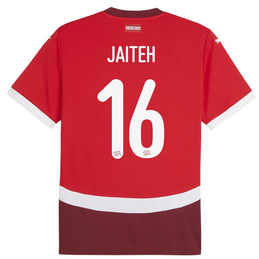 Danxen Hombre Camiseta Suiza Momodou Jaiteh #16 Rojo 1ª Equipación 24-26 La Camisa
