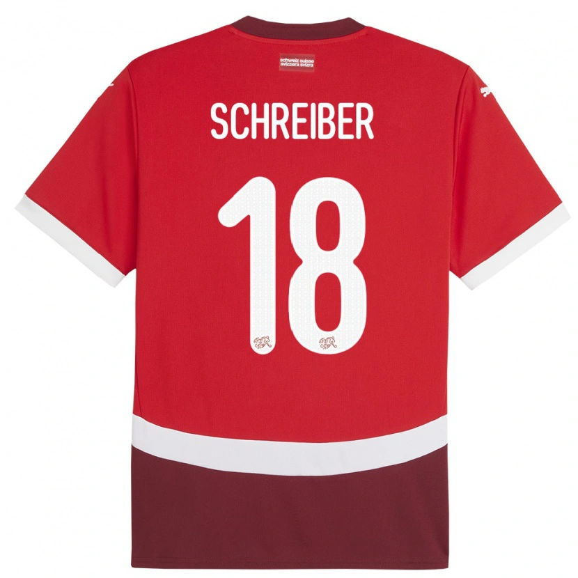 Danxen Hombre Camiseta Suiza Loris Schreiber #18 Rojo 1ª Equipación 24-26 La Camisa