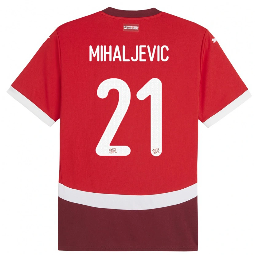 Danxen Hombre Camiseta Suiza Mark Mihaljevic #21 Rojo 1ª Equipación 24-26 La Camisa