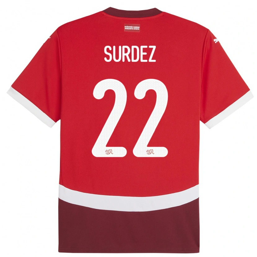 Danxen Hombre Camiseta Suiza Franck Surdez #22 Rojo 1ª Equipación 24-26 La Camisa