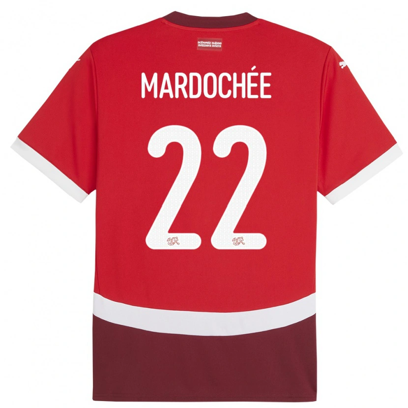 Danxen Hombre Camiseta Suiza Miguel Mardochée #22 Rojo 1ª Equipación 24-26 La Camisa