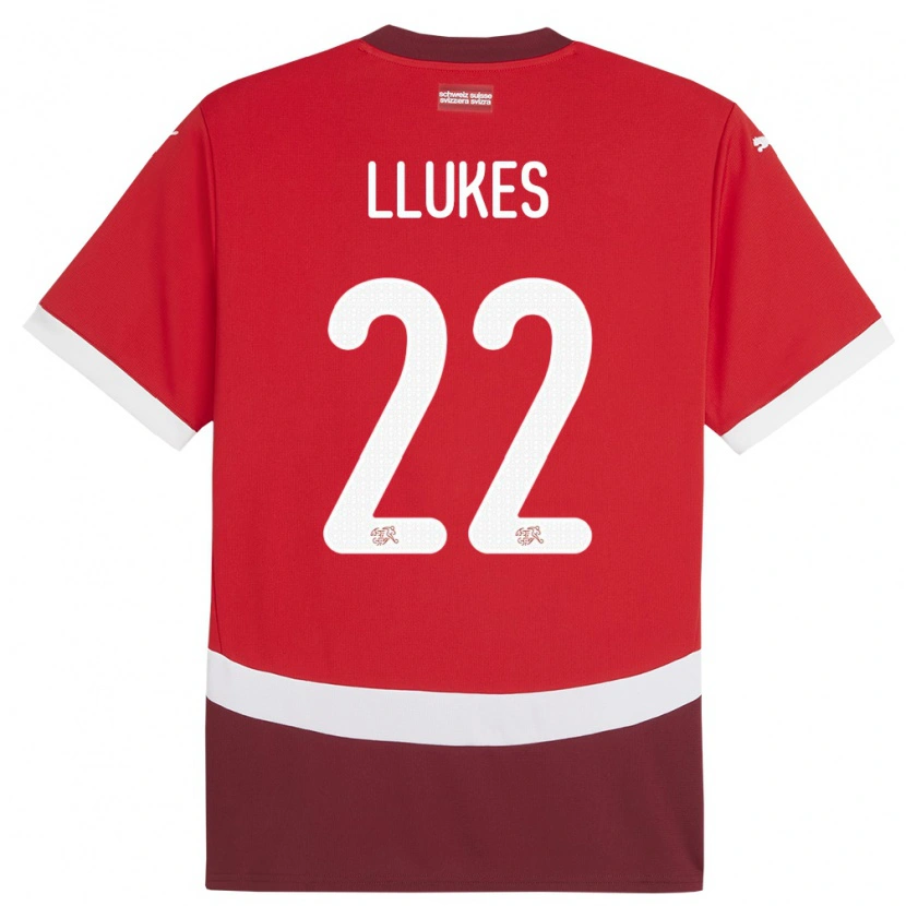 Danxen Hombre Camiseta Suiza Adrien Llukes #22 Rojo 1ª Equipación 24-26 La Camisa