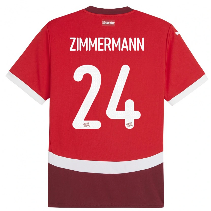 Danxen Hombre Camiseta Suiza Mio Zimmermann #24 Rojo 1ª Equipación 24-26 La Camisa