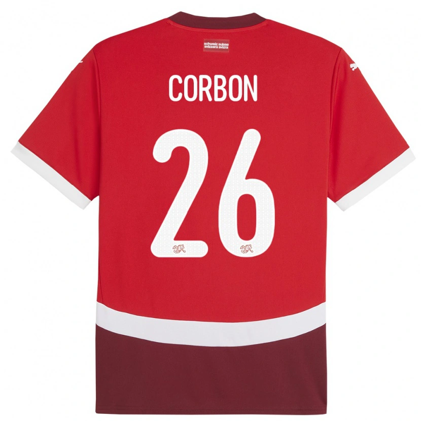 Danxen Hombre Camiseta Suiza Max Corbon #26 Rojo 1ª Equipación 24-26 La Camisa