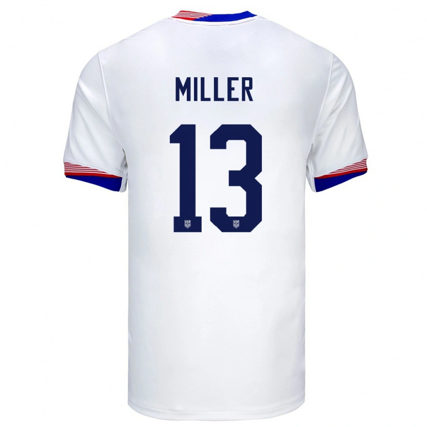 Danxen Hombre Camiseta Estados Unidos Peyton Miller #13 Blanco 1ª Equipación 24-26 La Camisa