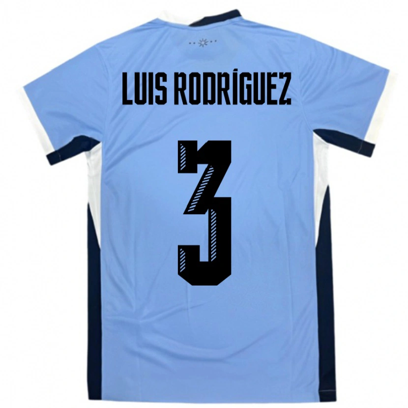 Danxen Hombre Camiseta Uruguay José Luis Rodríguez #3 Blanco Negro 1ª Equipación 24-26 La Camisa
