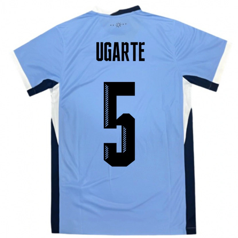 Danxen Hombre Camiseta Uruguay Manuel Ugarte #5 Blanco Negro 1ª Equipación 24-26 La Camisa