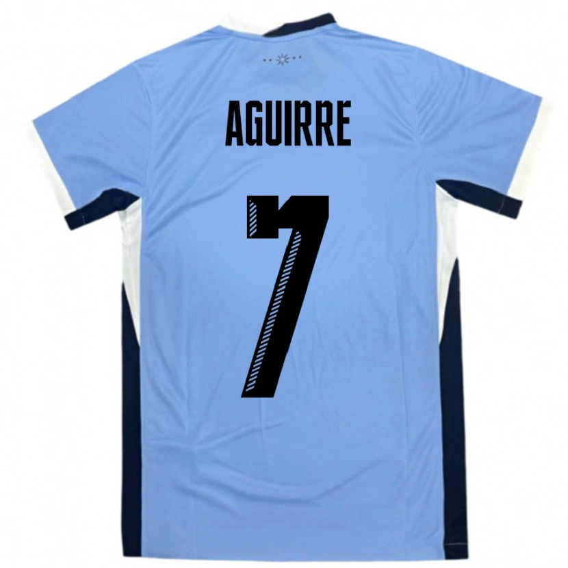 Danxen Hombre Camiseta Uruguay Rodrigo Aguirre #7 Blanco Negro 1ª Equipación 24-26 La Camisa