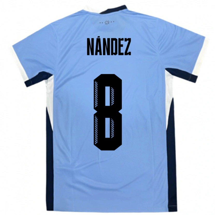 Danxen Hombre Camiseta Uruguay Nahitan Nández #8 Blanco Negro 1ª Equipación 24-26 La Camisa