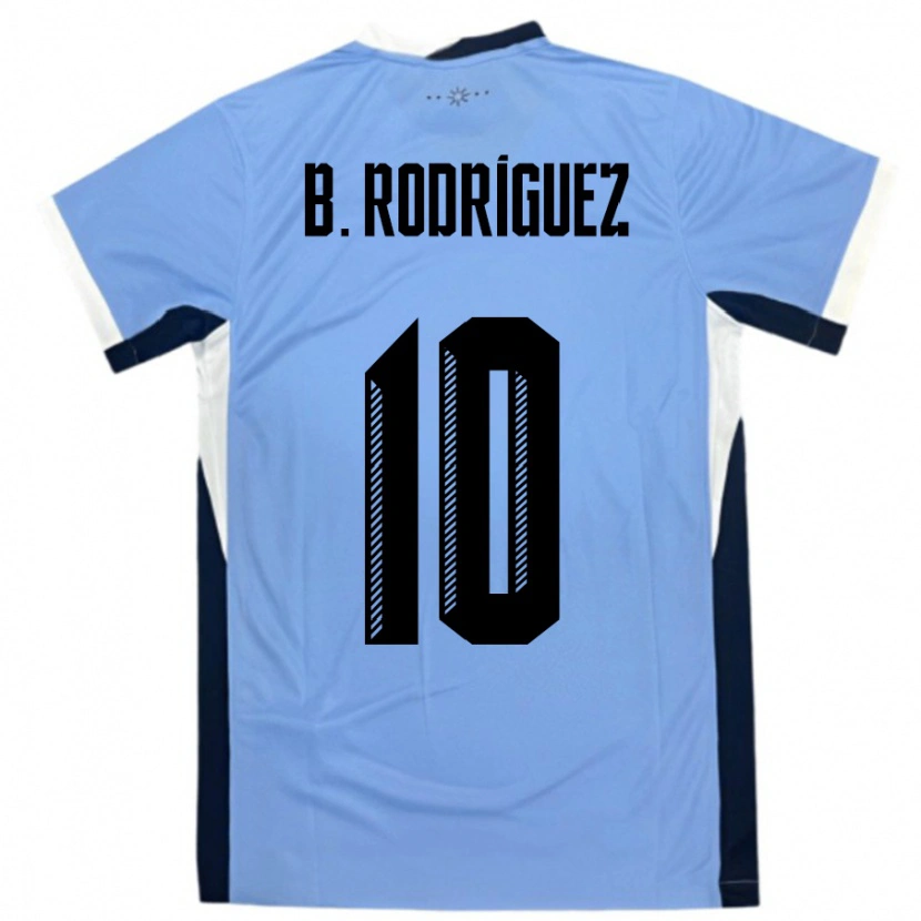 Danxen Hombre Camiseta Uruguay Brian Rodríguez #10 Blanco Negro 1ª Equipación 24-26 La Camisa