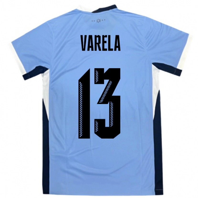 Danxen Hombre Camiseta Uruguay Guillermo Varela #13 Blanco Negro 1ª Equipación 24-26 La Camisa