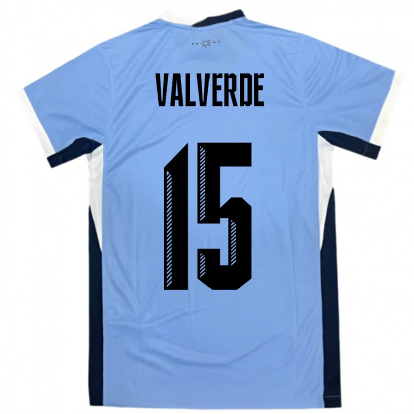 Danxen Hombre Camiseta Uruguay Federico Valverde #15 Blanco Negro 1ª Equipación 24-26 La Camisa