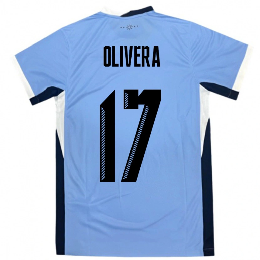 Danxen Hombre Camiseta Uruguay Cristian Olivera #17 Blanco Negro 1ª Equipación 24-26 La Camisa