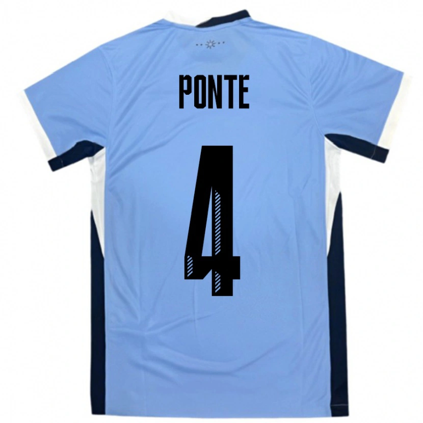 Danxen Hombre Camiseta Uruguay Mateo Ponte #4 Blanco Negro 1ª Equipación 24-26 La Camisa