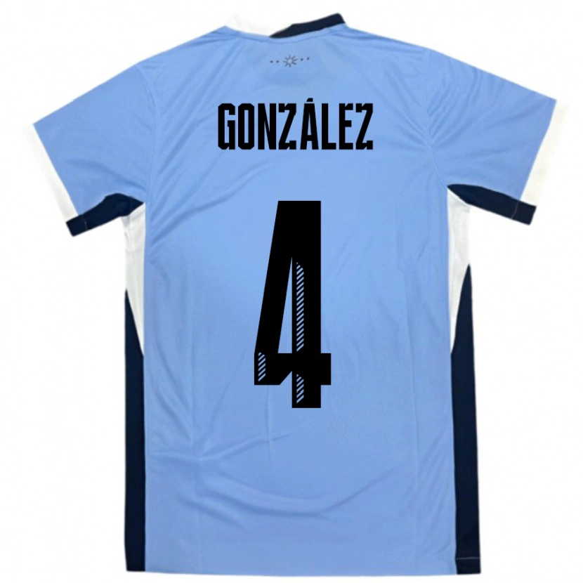 Danxen Hombre Camiseta Uruguay Facundo González #4 Blanco Negro 1ª Equipación 24-26 La Camisa