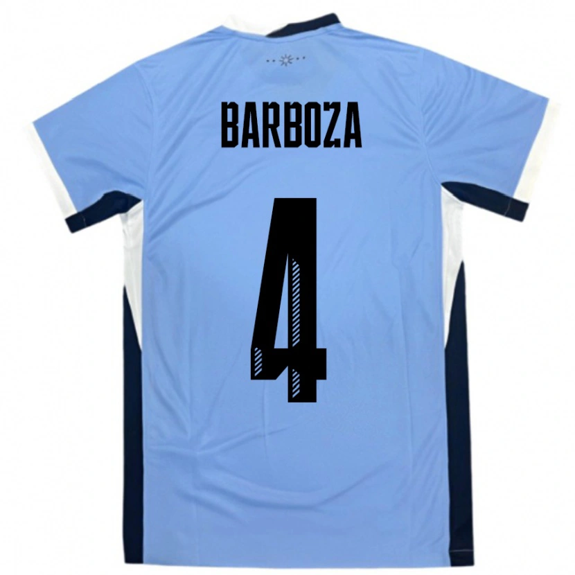 Danxen Hombre Camiseta Uruguay Brian Barboza #4 Blanco Negro 1ª Equipación 24-26 La Camisa