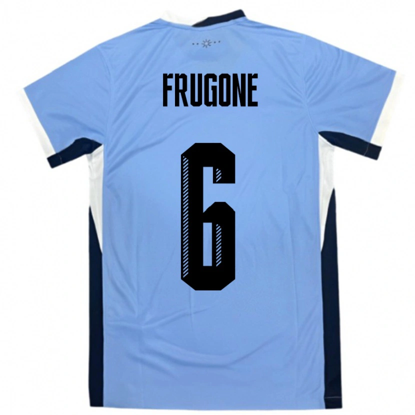 Danxen Hombre Camiseta Uruguay Axel Frugone #6 Blanco Negro 1ª Equipación 24-26 La Camisa