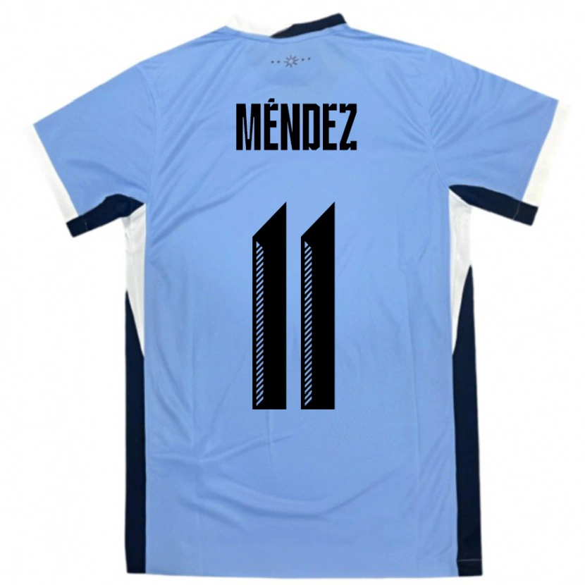 Danxen Hombre Camiseta Uruguay Axel Méndez #11 Blanco Negro 1ª Equipación 24-26 La Camisa