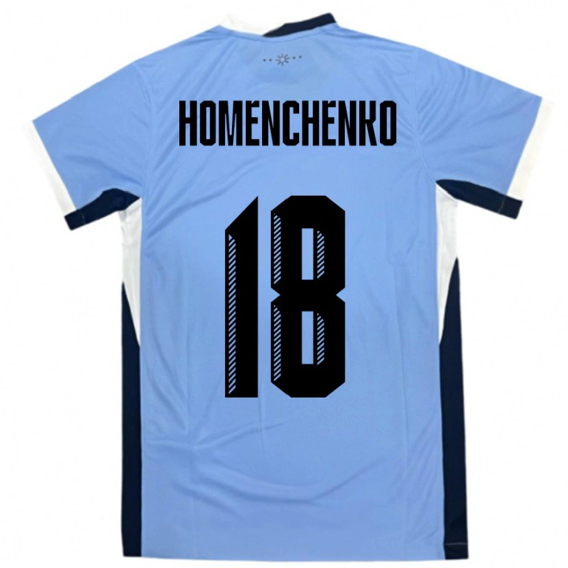 Danxen Hombre Camiseta Uruguay Santiago Homenchenko #18 Blanco Negro 1ª Equipación 24-26 La Camisa
