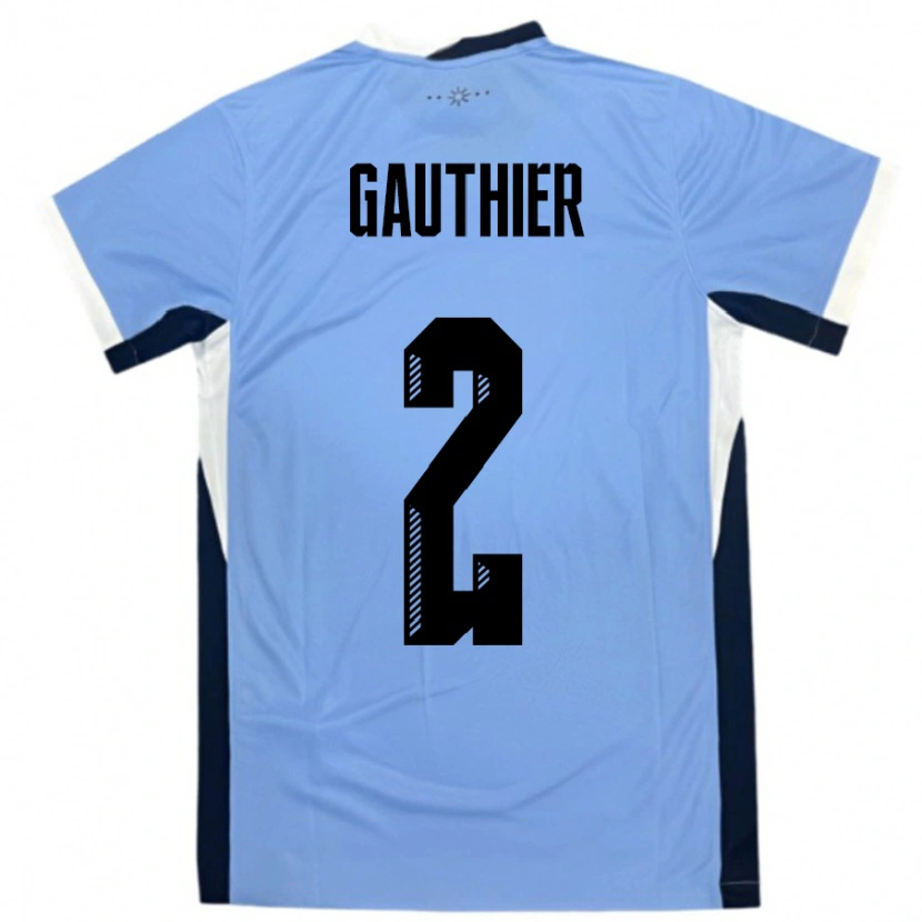 Danxen Hombre Camiseta Uruguay Valentin Gauthier #2 Blanco Negro 1ª Equipación 24-26 La Camisa