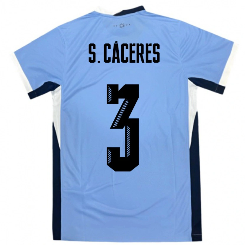 Danxen Hombre Camiseta Uruguay Sebastian Caceres #3 Blanco Negro 1ª Equipación 24-26 La Camisa