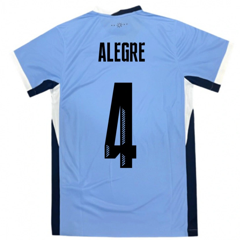 Danxen Hombre Camiseta Uruguay Ignacio Alegre #4 Blanco Negro 1ª Equipación 24-26 La Camisa