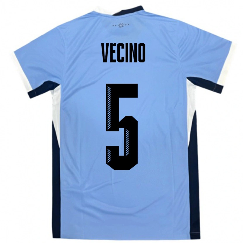 Danxen Hombre Camiseta Uruguay Matias Vecino #5 Blanco Negro 1ª Equipación 24-26 La Camisa