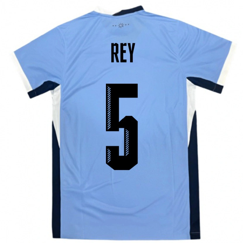 Danxen Hombre Camiseta Uruguay Rodrigo Rey #5 Blanco Negro 1ª Equipación 24-26 La Camisa