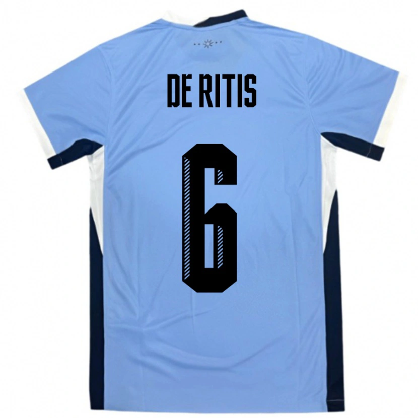 Danxen Hombre Camiseta Uruguay Mathias De Ritis #6 Blanco Negro 1ª Equipación 24-26 La Camisa