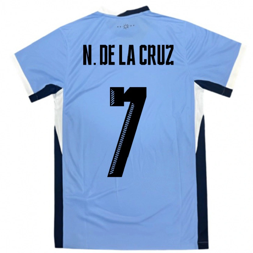 Danxen Hombre Camiseta Uruguay Nicolas De La Cruz #7 Blanco Negro 1ª Equipación 24-26 La Camisa