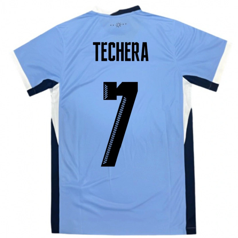 Danxen Hombre Camiseta Uruguay Facundo Techera #7 Blanco Negro 1ª Equipación 24-26 La Camisa