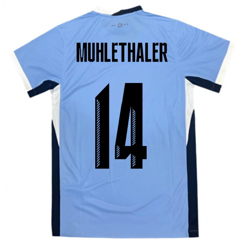 Danxen Hombre Camiseta Uruguay Stiven Muhlethaler #14 Blanco Negro 1ª Equipación 24-26 La Camisa