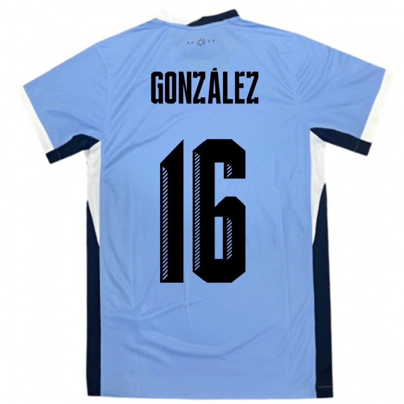 Danxen Hombre Camiseta Uruguay Lorena Gonzalez #16 Blanco Negro 1ª Equipación 24-26 La Camisa