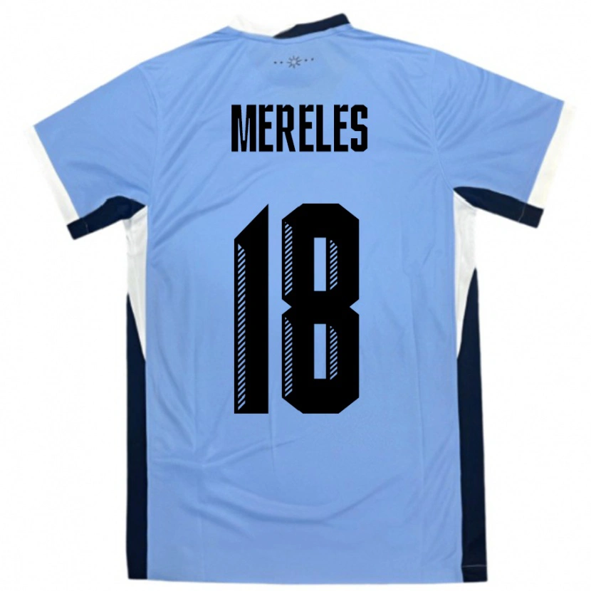 Danxen Hombre Camiseta Uruguay Exequiel Mereles #18 Blanco Negro 1ª Equipación 24-26 La Camisa