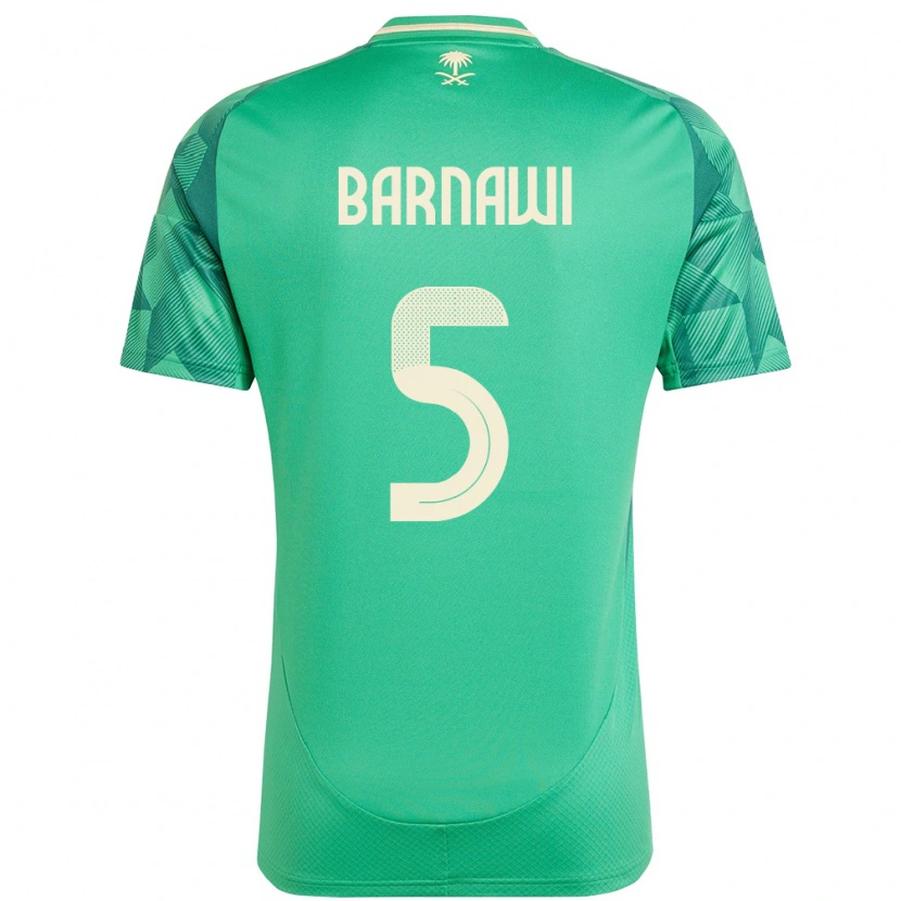 Danxen Hombre Camiseta Arabia Saudita Mohammed Barnawi #5 Verde 1ª Equipación 24-26 La Camisa