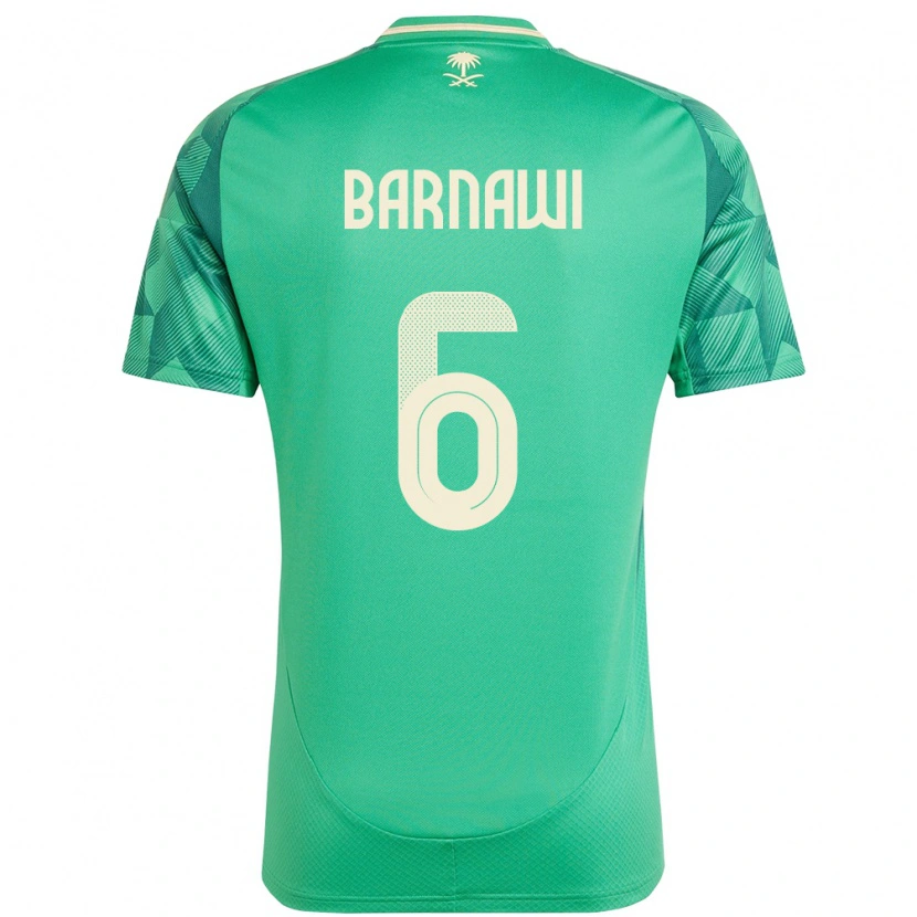 Danxen Hombre Camiseta Arabia Saudita Saleh Barnawi #6 Verde 1ª Equipación 24-26 La Camisa
