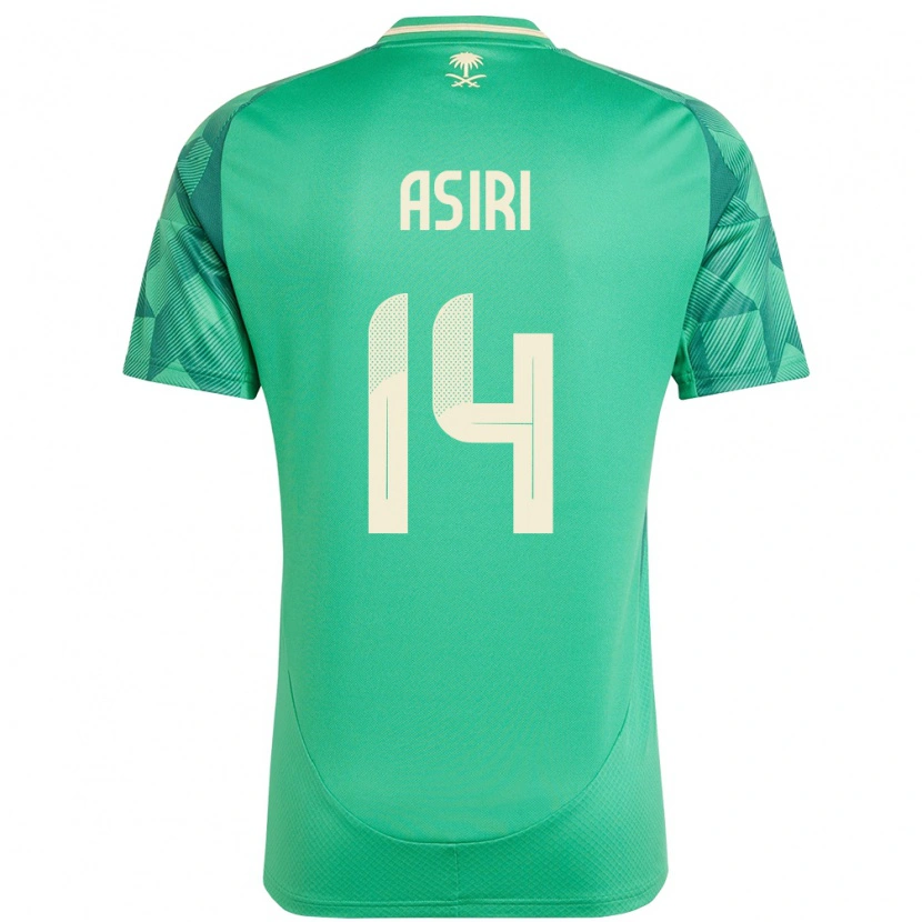 Danxen Hombre Camiseta Arabia Saudita Abdulaziz Asiri #14 Verde 1ª Equipación 24-26 La Camisa